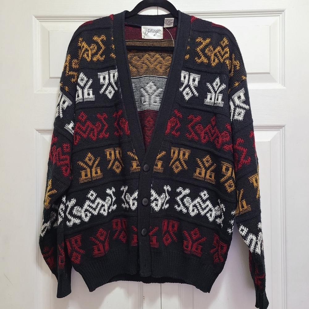 Vintage 80s Cardigan Sweater‎ men's large